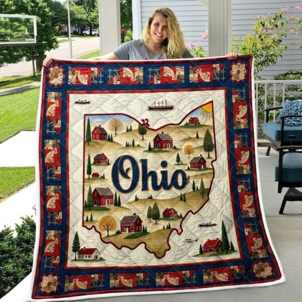 Ohio State Charm Quilt, Farmhouse Style Blanket